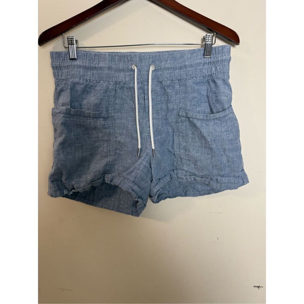 Athleta Cabo Linen Shorts 4’ Blue 100% Linen Shorts Size 8